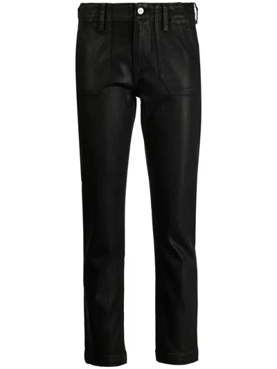 Paige Coated-finish Cropped Jeans In Schwarz