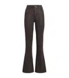 Paige Coated Laurel Canyon Flared Jeans In Brown