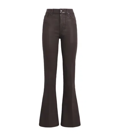 Paige Coated Laurel Canyon Flared Jeans In Brown