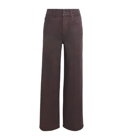 Paige Coated Sasha Wide Jeans In Burgundy