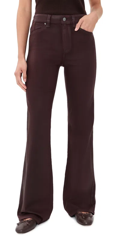 Paige Coated Sofia Flared Jeans Wild Mulberry Luxe Coating In Burgundy