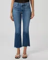 Paige Claudine High Waist Frayed Hem Flare Jeans In Blue