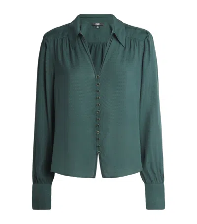 Paige Collared Long-sleeve Blouse In Green