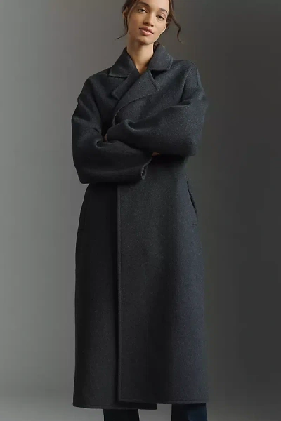 Paige Connery Wool-blend Long Coat Jacket In Black