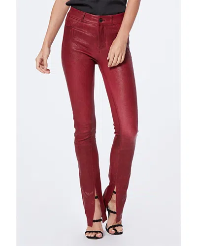 Paige Constance Leather Skinny Pant In Red