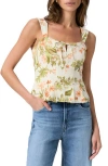 Paige Womens Oyster White Multi Coralee Floral Silk-and-linen Top In Green