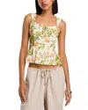 Paige Womens Oyster White Multi Coralee Floral Silk-and-linen Top In White