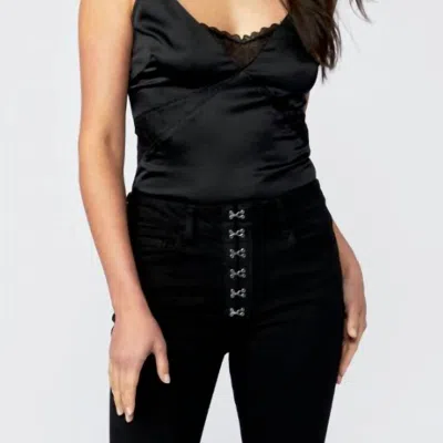 Paige Cordoba Stretch Silk Bodysuit In Black