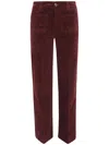 Paige Buttoned Straight Trousers In Red