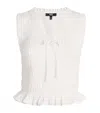 Paige Womens Devi Shirred Cotton-blend Top White In White