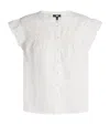 Paige Levanto Ruffle Short-sleeve Button-down Blouse In White