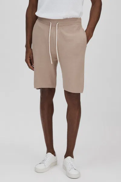 Paige Cotton-linen Drawstring Knitted Shorts In Mocha