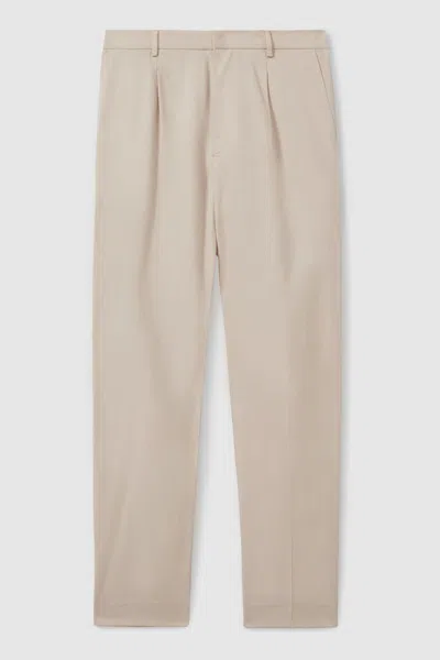 Paige Cotton-lyocell Straight Leg Trousers In Neutral
