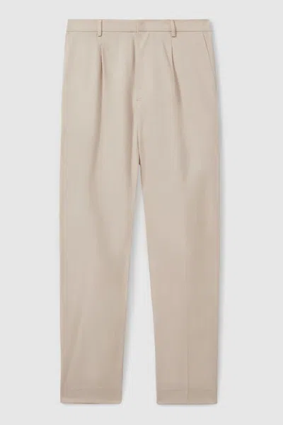 Paige Cotton-lyocell Straight Leg Trousers In Light Khaki