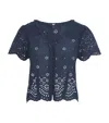 Paige Cotton Quinta Top In Blue
