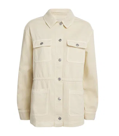 Paige Cotton-blend Clarke Overshirt In Neutral