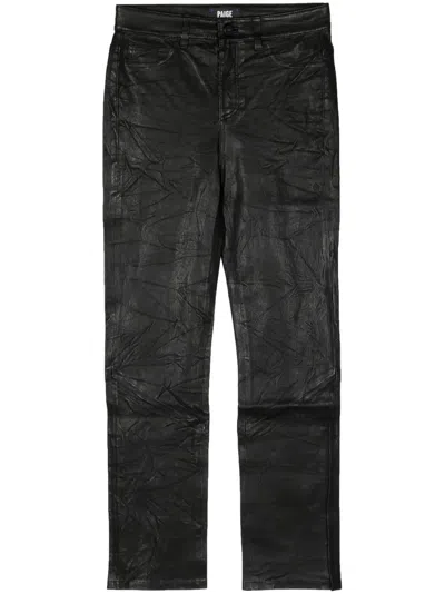 Paige Crinkled-finish Straight-leg Jeans In Black