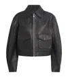Paige Cropped Clyde Leather Jacket In Black