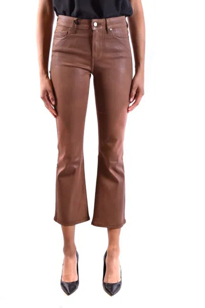 Paige Cropped Cognac Jeans With Flared Silhouette In Brown