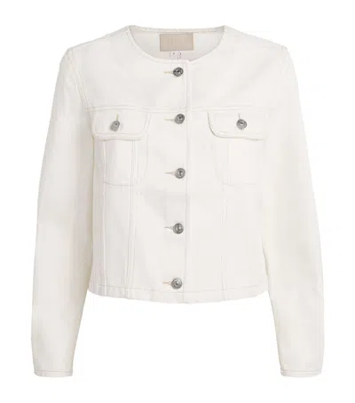 Paige Cropped Dean Denim Jacket In White