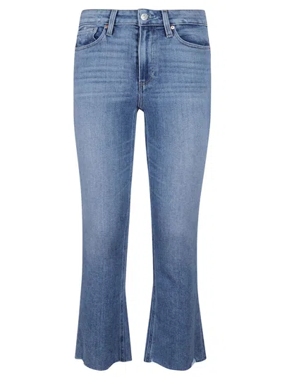 Paige Cropped Flared Jeans With High-rise Waist In Blue