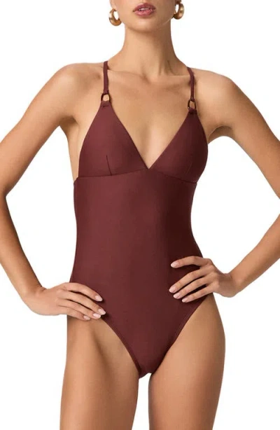 Paige Daisy Tie-back One-piece Swimsuit In Burgundy
