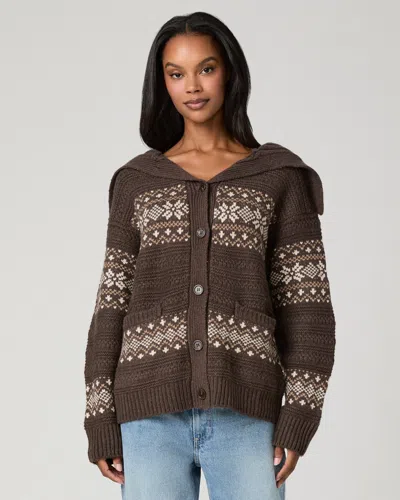 Paige Dakar Wool Blend Shawl Collar Cardigan In Brown