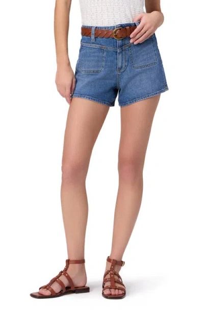 Paige Dani Front Yoke Denim Shorts In Blue