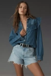 Paige Dani High-rise Raw Hem Denim Shorts