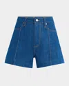Paige Dani Pintuck Denim Shorts In Whitney