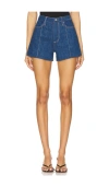 Paige Dani Pintuck Denim Shorts In Blue