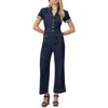 Paige Darla Womens Denim Cuff Sleeve Jumpsuit