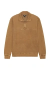 Paige Mens Vintage Dried Tobacco Davion Quarter-zip Faded-wash Cotton-jersey Sweatshirt In Tan
