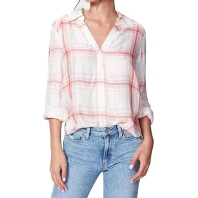 Paige Davlyn Button-down Shirt In White/burnt Sienna In Multi