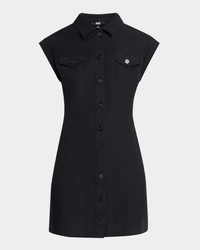 Paige Dekalb Denim Mini Dress In Black
