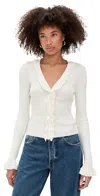 Paige Womens Antique White Demetra V-neck Cotton-blend Cardigan In White