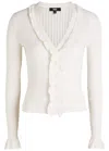 Paige Womens Antique White Demetra V-neck Cotton-blend Cardigan In White