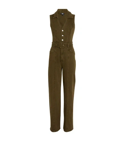 Paige Denim Belted Sasha Jumpsuit In Vintage Olive Meadow