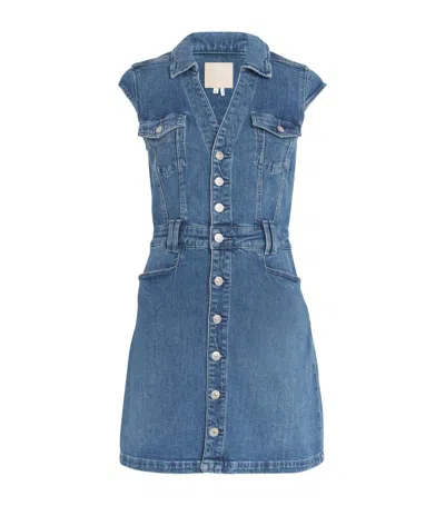 Paige Jaxsyn Tie Waist Denim Minidress In Blue