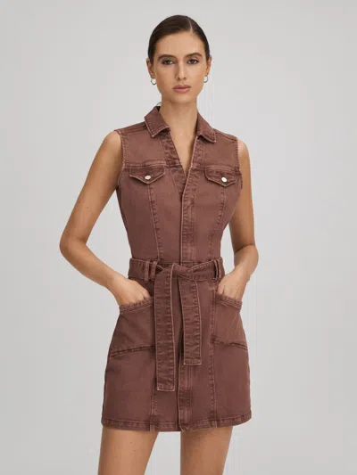Paige Denim Mini Dress In Vintage Brown