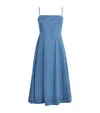 Paige Womens Serenade Pippa Square-neck Cotton-blend Denim Midi Dress In Blue