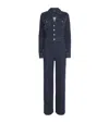 Paige Sasha Long Sleeve Bootcut Denim Jumpsuit In Navy