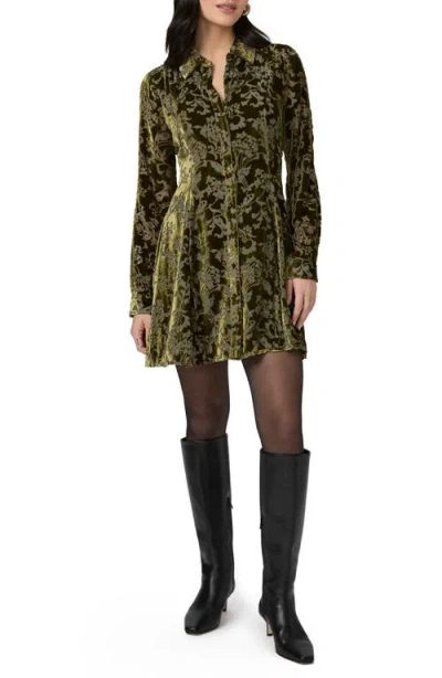 Paige Desano Burnout Long Sleeve Shirtdress In Spanish Moss