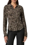 Paige Womens Black Multi Desano Lace-print Woven Shirt In Brown