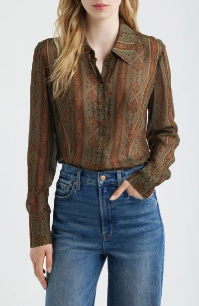 Paige Desano Paisley Button-up Shirt In Green