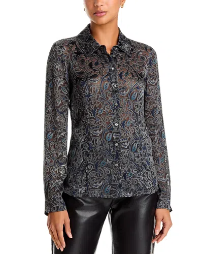 Paige Desano Printed Satin Shirt In Black