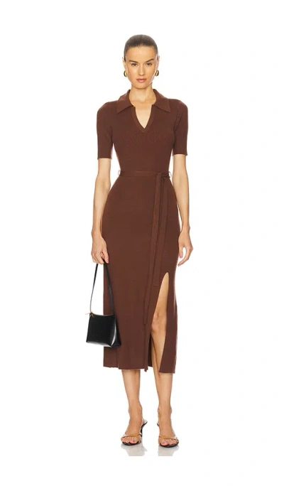 Paige Desdemona Short-sleeve Sweater Midi Dress In Brown