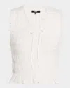 Paige Womens Devi Shirred Cotton-blend Top White In White