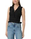 Paige Devi Sleeveless Smocked Top In Black
