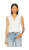 Paige Womens Devi Shirred Cotton-blend Top White In White